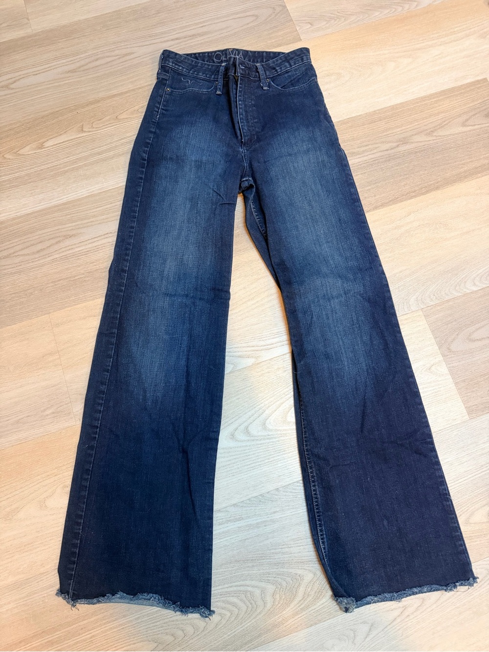 Kimes Ranch Dark Blue Flared Wide-Leg Jeans